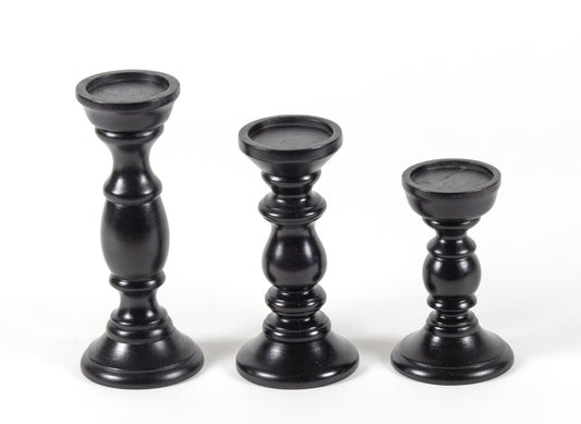 Tamara Candllestands Bl  wood(set of 3)