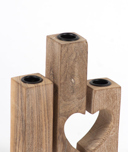 Amore Wood Candle Holders