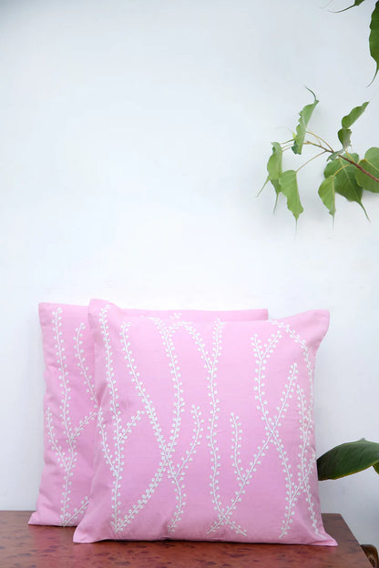 Pink Bela Cushion Covers Cotton  (set of two)