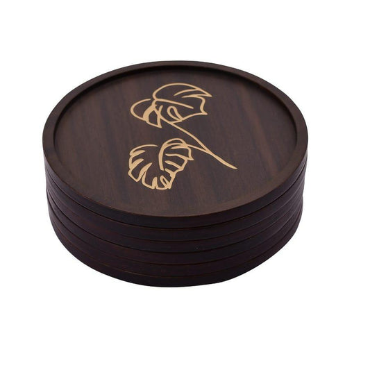 Palm Coasters Round  wood (set of 6)