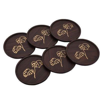 Palm Coasters Round  wood (set of 6)
