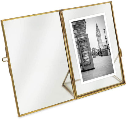 Nora Freestanding Metal Photo Frame (Brass Gold)